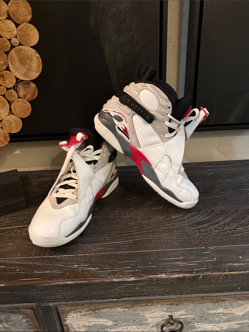 Men's White and Red Basketball Sneakers with Gray Accents